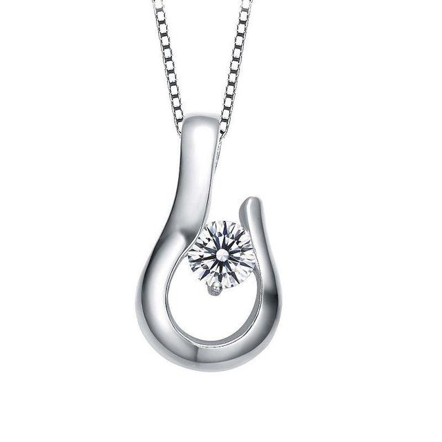 Sterling Silver Cubic Zirconia Open Drop Pendant Necklace, Womens Product Image