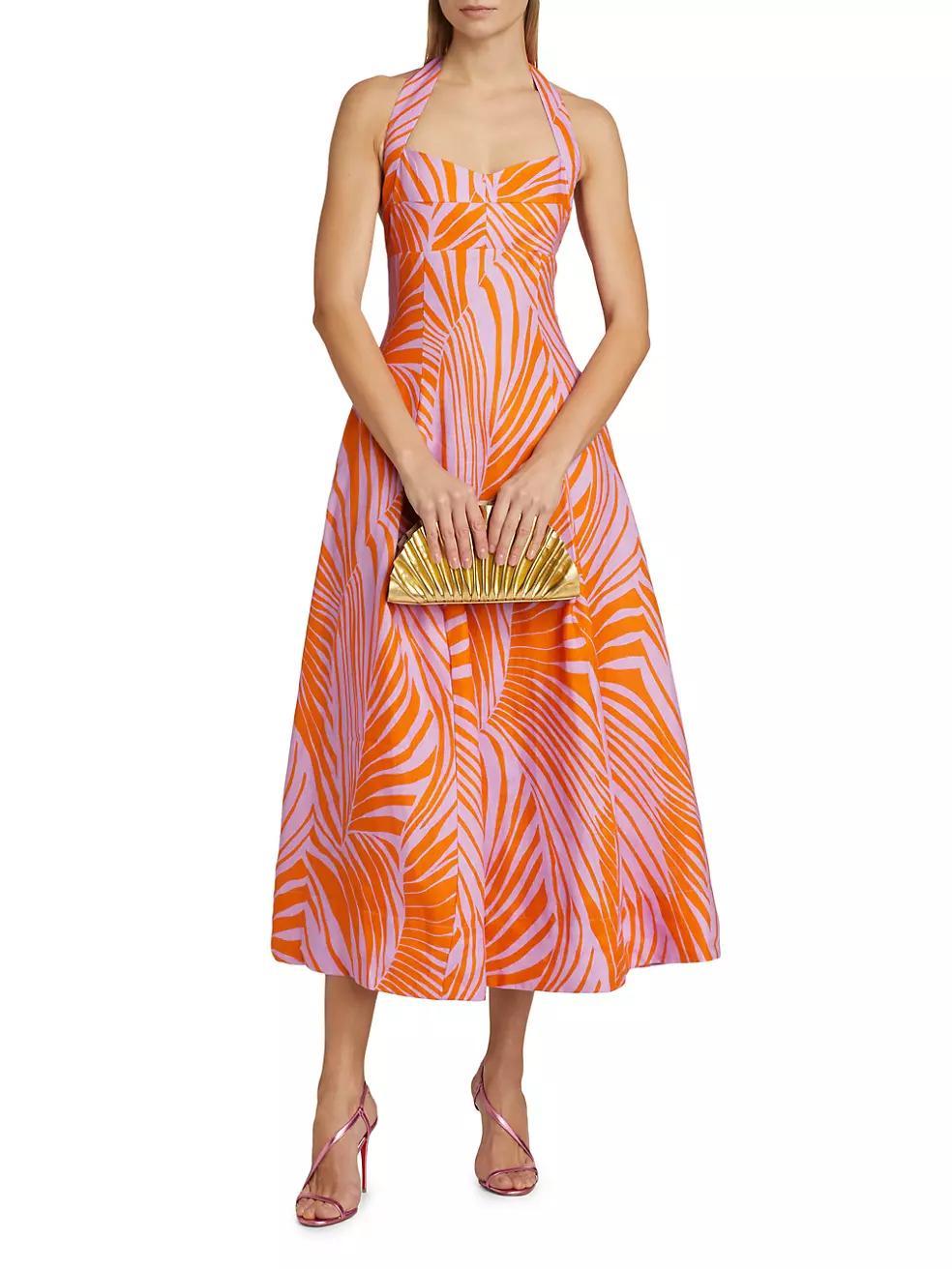 Seraphina Palm Halter Midi-Dress Product Image