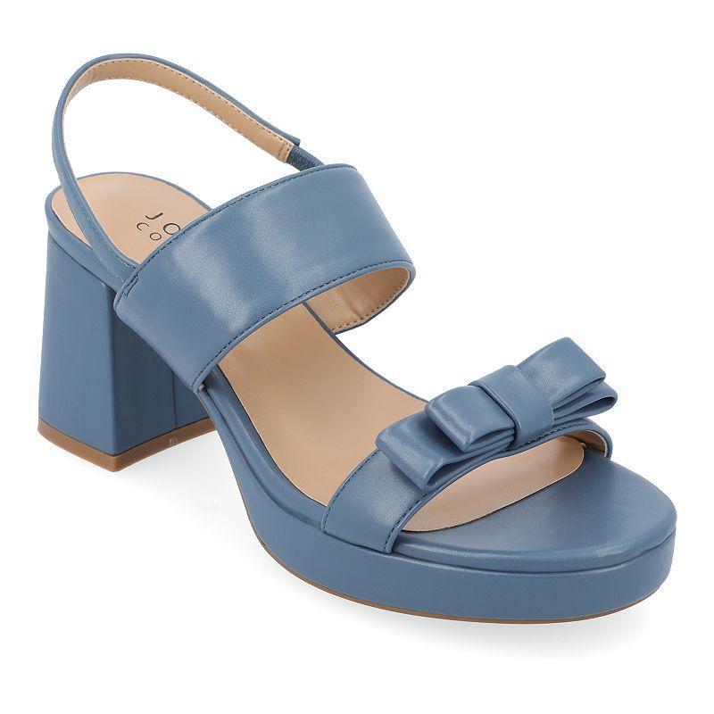 Journee Collection Brookan Womens Block Heel Sandals Blue Product Image