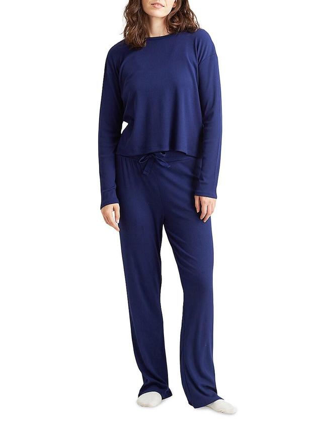 Womens Luxe Rib-Knit Wide-Leg Pajamas Product Image