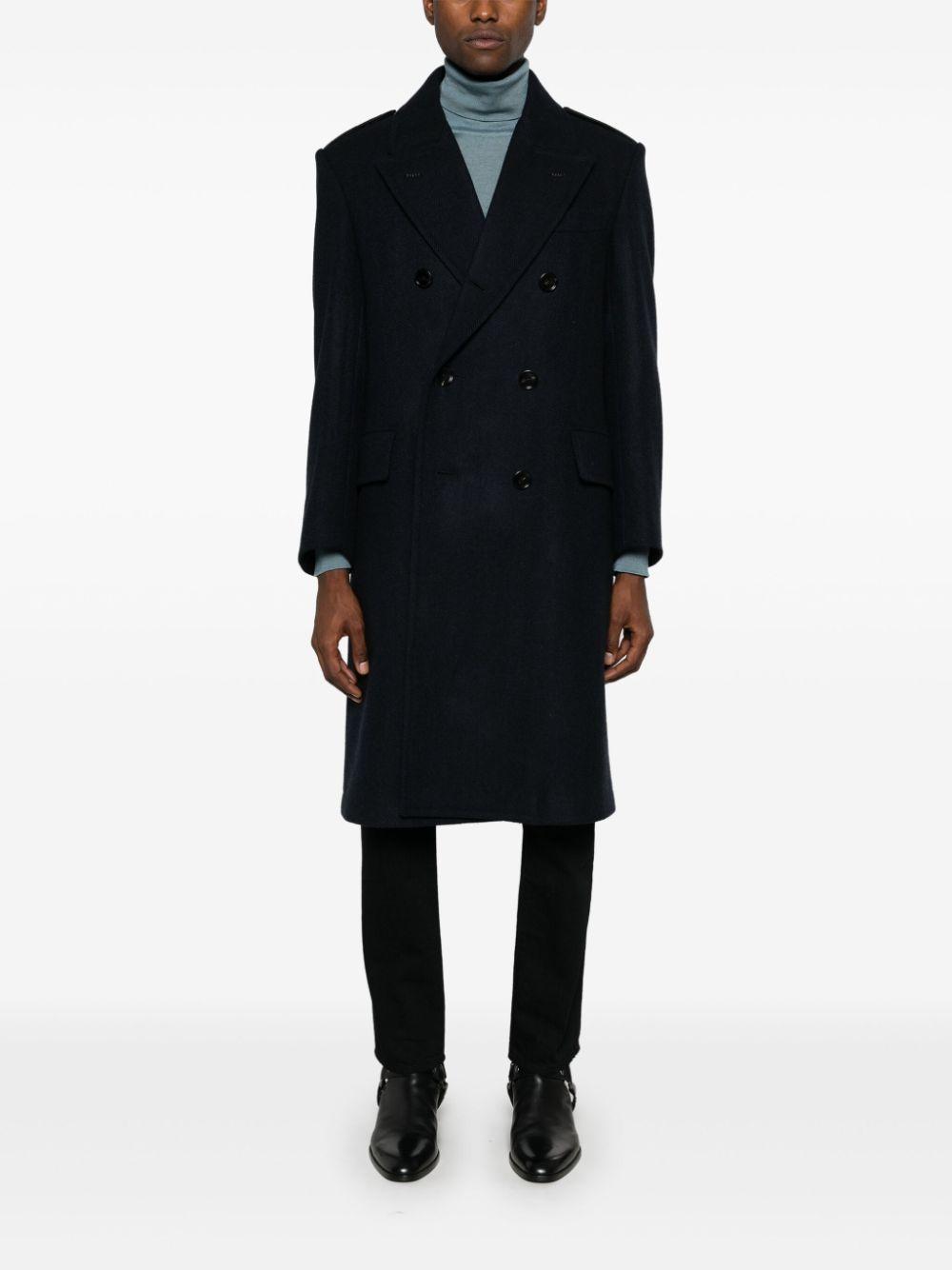 Herringbone Coat In Blue Product Image