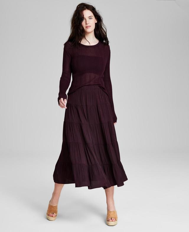 And Now This Womens Pull-On Tiered Maxi Skirt Product Image