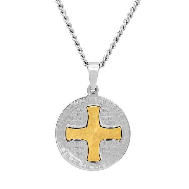 Belk & Co Men's The Lord's Prayer Medallion Pendant In Two-Tone Stainless Steel, Silver Product Image