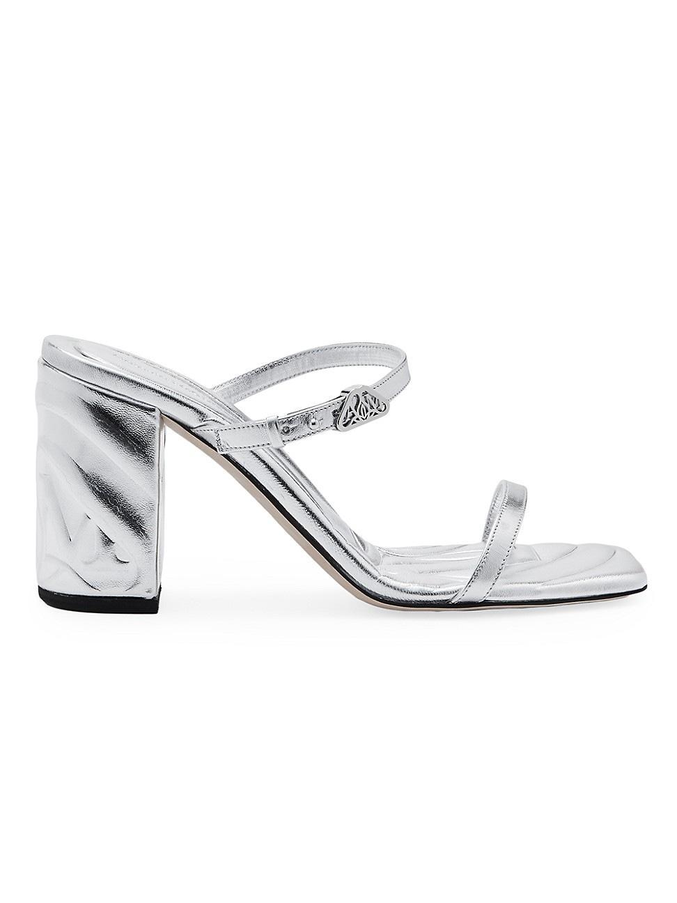 Womens 90MM Metallic Leather Block-Heel Sandals Product Image