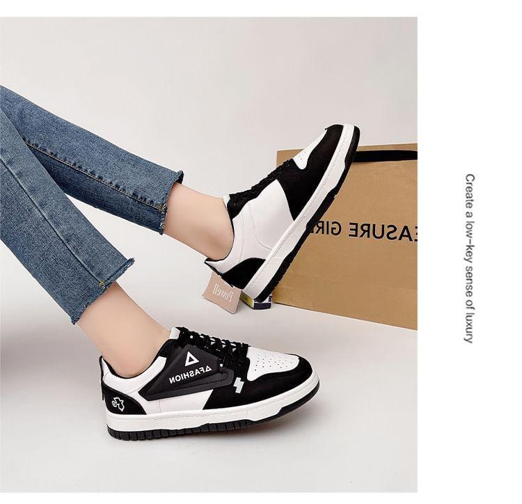 Color Block Lettering Platform Sneakers Product Image