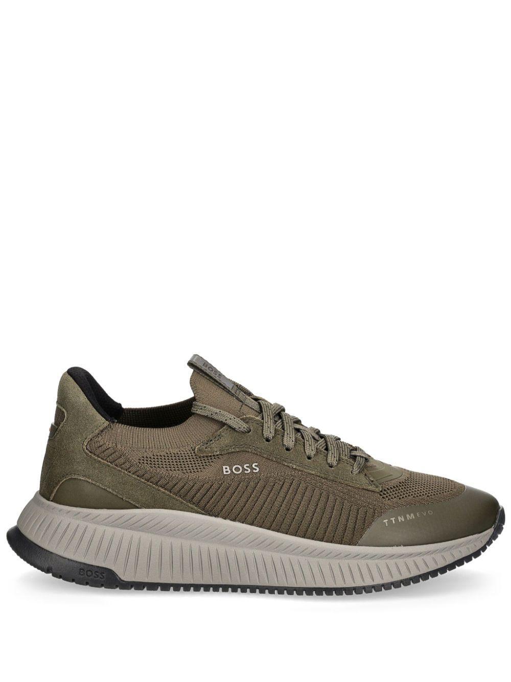 HUGO BOSS Ttnm Evo Mens Trainers With Knitted Uppers In Grün Product Image