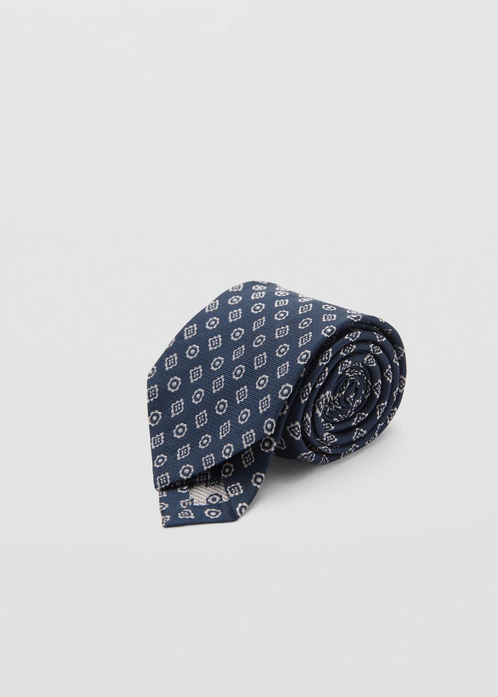 MANGO MAN - 100% mulberry silk diamond print tie - One size - Men Product Image