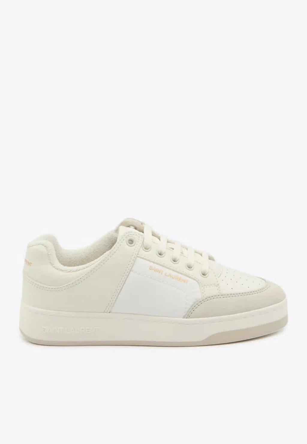 SAINT LAURENT Sl61 Mixed Leather Low-top Sneakers In White Product Image