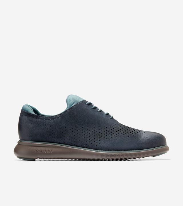 Cole Haan Mens 2.ZERGRAND Lined Laser Wingtip Oxford Shoes - Blue Size 7.5 Product Image