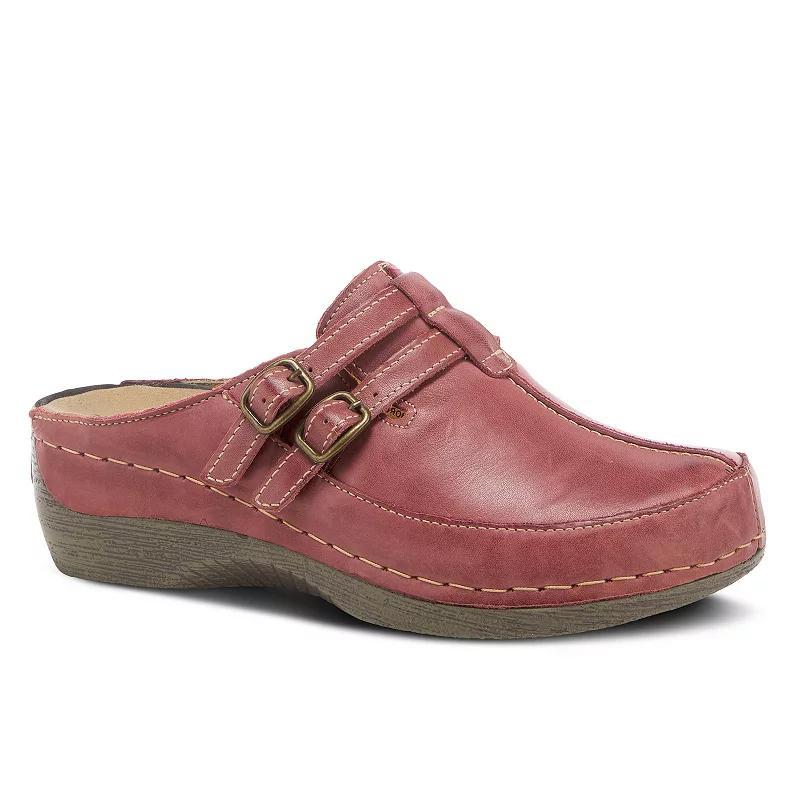 Spring Step Happy Womens Leather Clogs Red Product Image