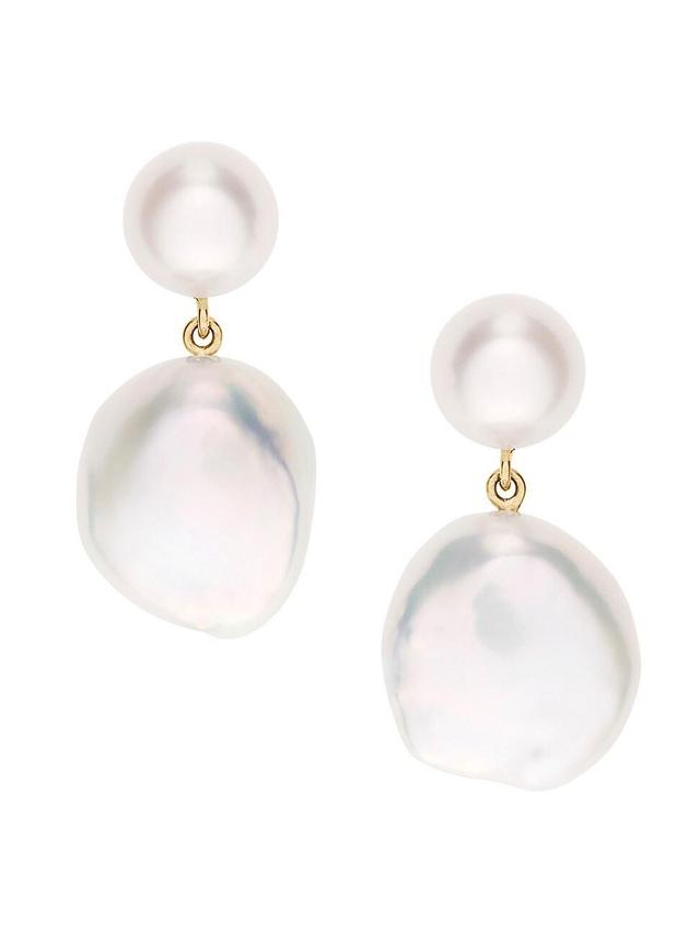 Womens Classic Collection 14K Yellow Gold & 8.5-14MM Pearl Venus Blanc Drop Earrings Product Image