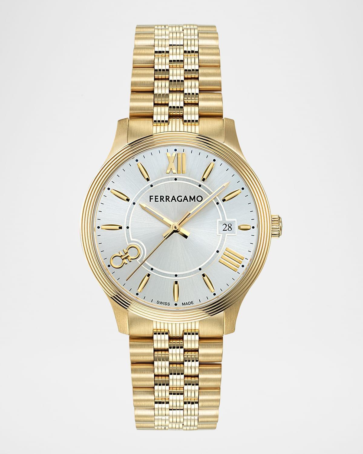 Ferragamo Womens Swiss Duo Gold Ion Plated Stainless Steel Bracelet Watch 40mm - Gold Product Image