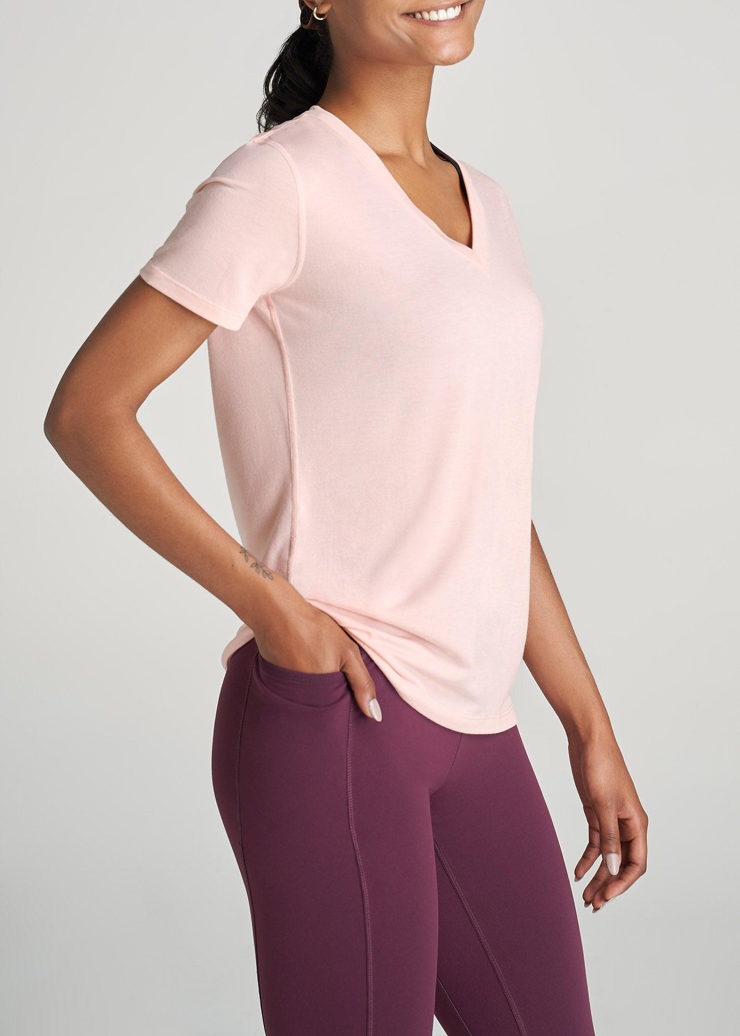 Short Sleeve V-Neck in Sweet Pink - Shirts for Tall Women Female Product Image