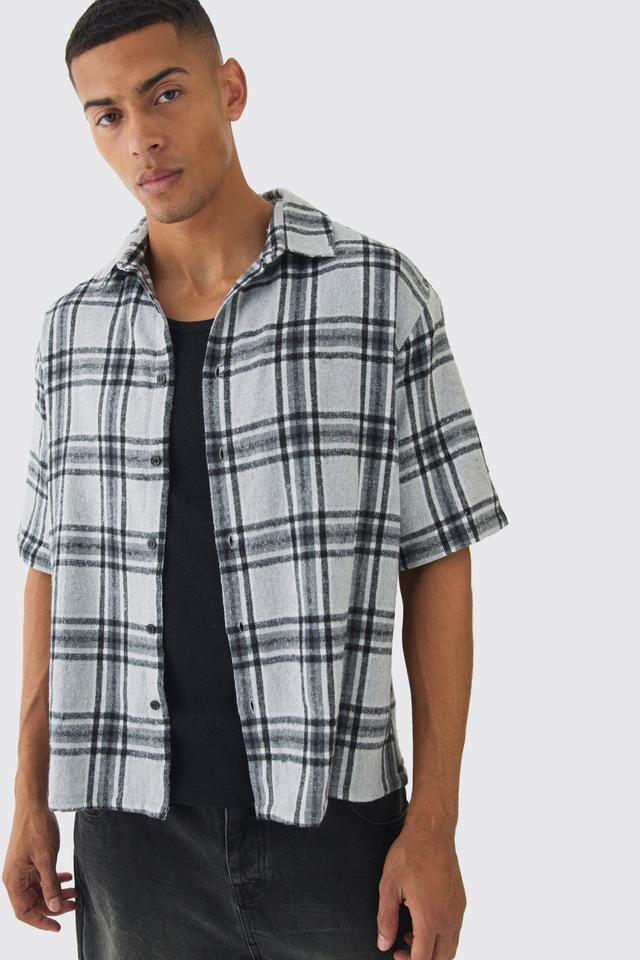 Short Sleeve Checked Oversized Shirt | boohooMAN USA Product Image