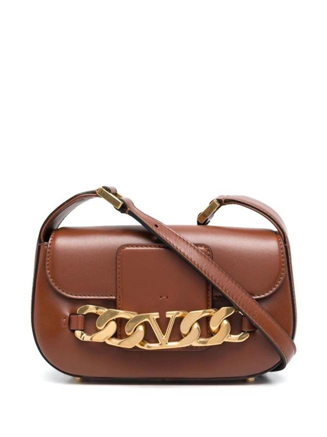 Vlogo Leather Crossbody Bag In Brown Product Image