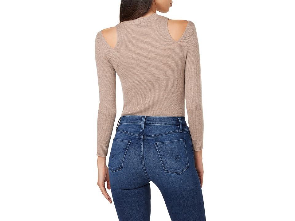 Hudson Jeans Cutout Long Sleeve Sweater (Oatmeal) Women's Clothing Product Image