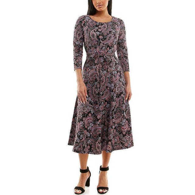 Womens Nina Leonard Sylvia Print Midi Dress Dusty Pink Animal Product Image