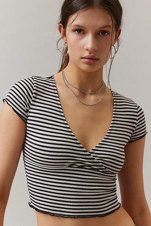 BDG Madi Ribbed Surplice Short Sleeve Tee Womens at Urban Outfitters Product Image