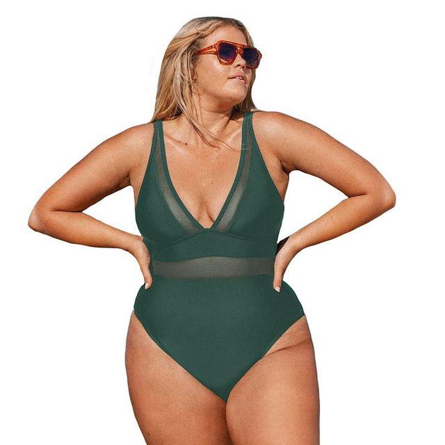 Plus Size CUPSHE Mesh One-Piece Swimsuit, Womens Product Image