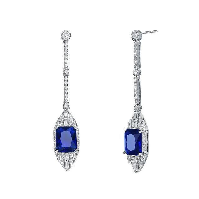 Sterling Silver Blue & White Cubic Zirconia Drop Earrings, Womens Product Image