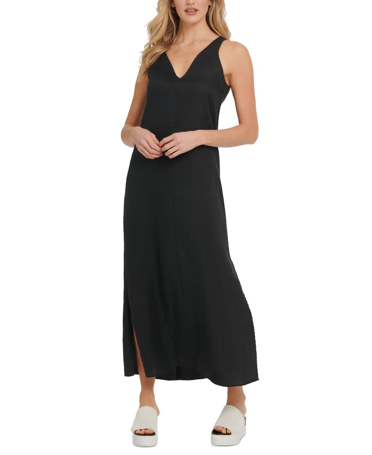 DKNY V-Neck Linen Maxi Dress Product Image