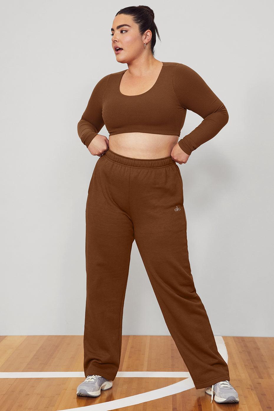 Ribbed Defined Long Sleeve Bra - Cinnamon Brown Female Product Image