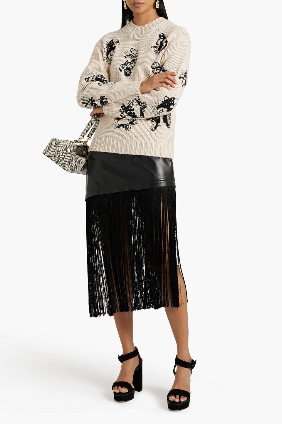 Embroidered Merino Wool Sweater In Black Product Image