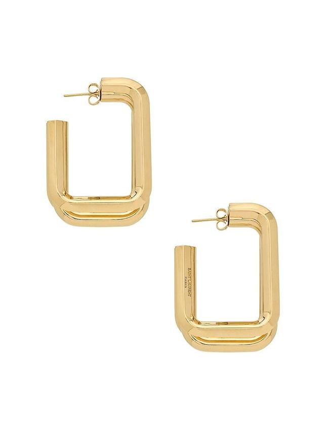 Saint Laurent - Square Triple Hoop Earrings - Womens - Yellow Gold Product Image