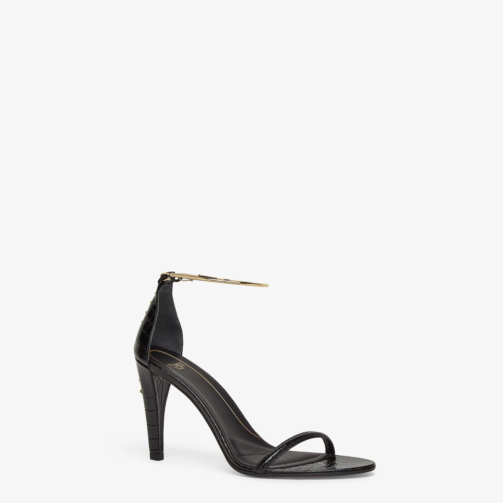 Fendi FiloBlack leather high-heeled sandals Product Image