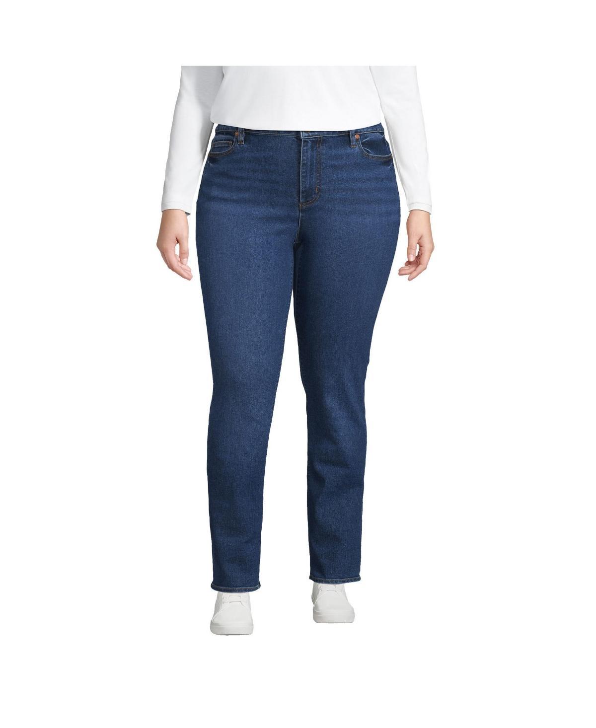 Plus Size Lands End Recover Straight-Leg Jeans, Womens Blue Tide Blue Product Image