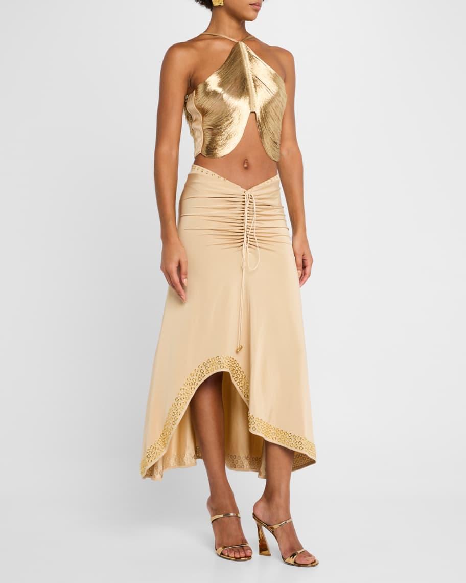 Embellished Ruched Midi Skirt Product Image