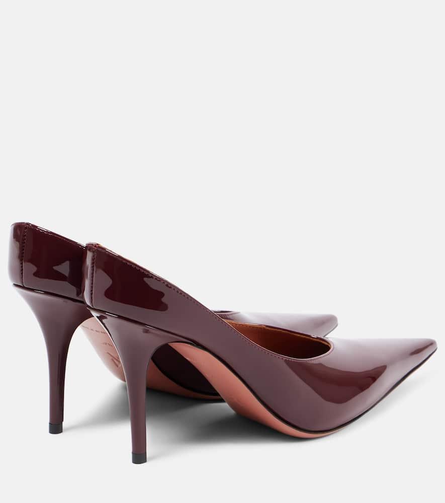 AMINA MUADDI Glossy Leather Stiletto Heel Pumps In Burgund Product Image