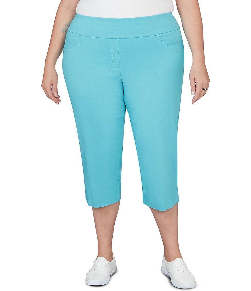 Ruby Rd. Plus Size Stretch Pull-On Side Slit Hem Capri Pants Product Image