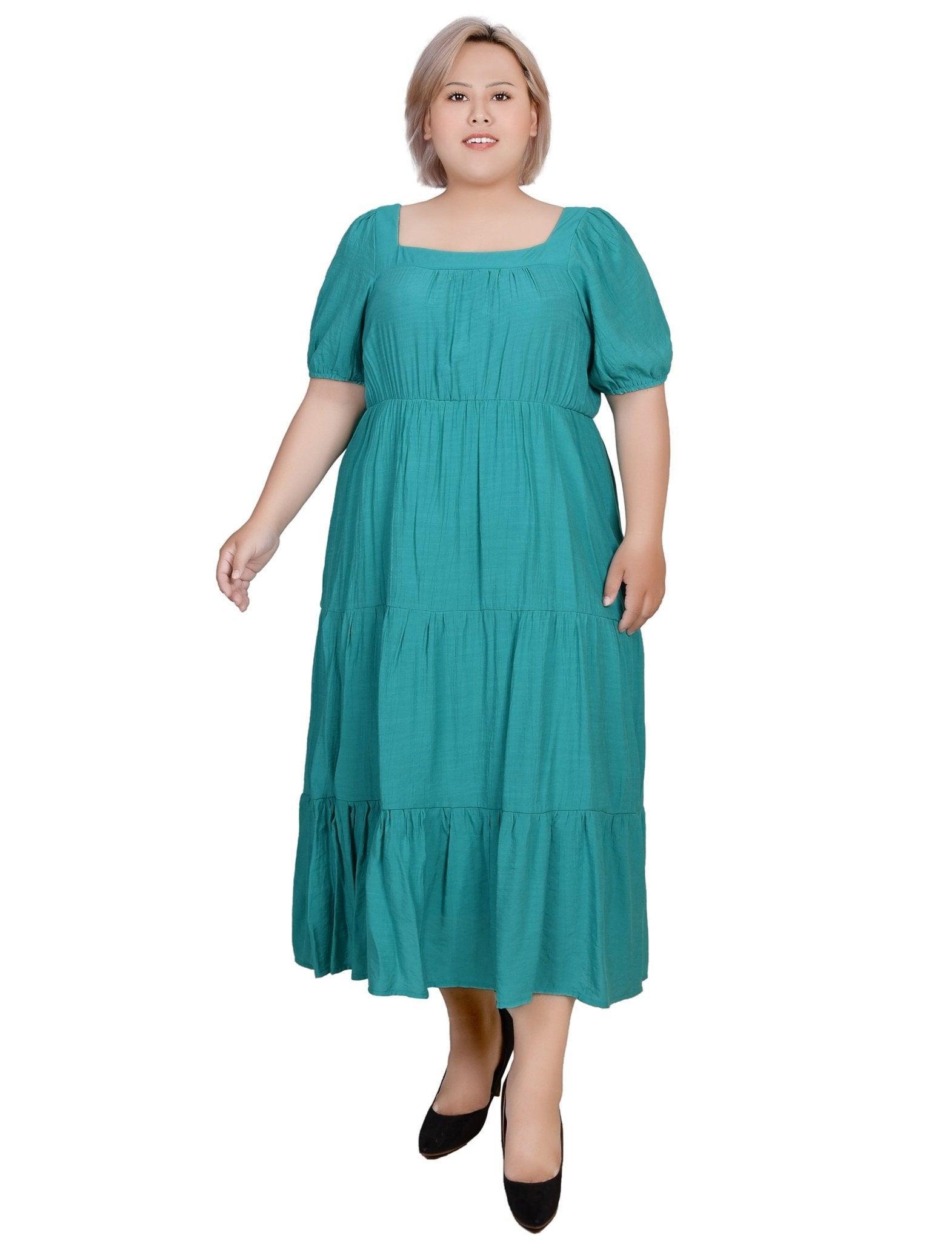 Short Sleeve Tiered Midi Dress - Plus Product Image