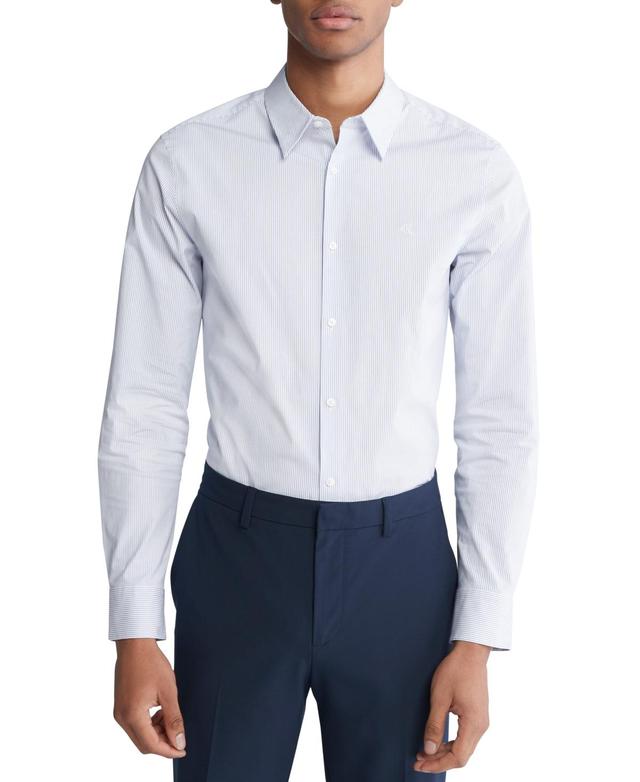 Calvin Klein Mens Slim Fit Striped Stretch Long Sleeve Button-Front Shirt Product Image