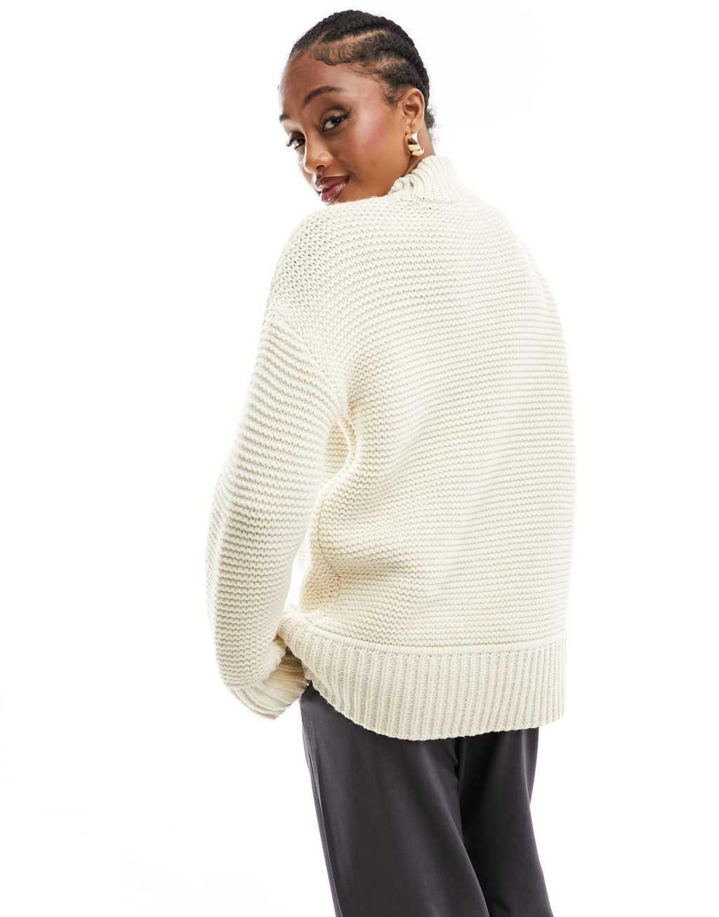 Vero Moda Tall premium oversized longline sweater with seam detail in cream Product Image