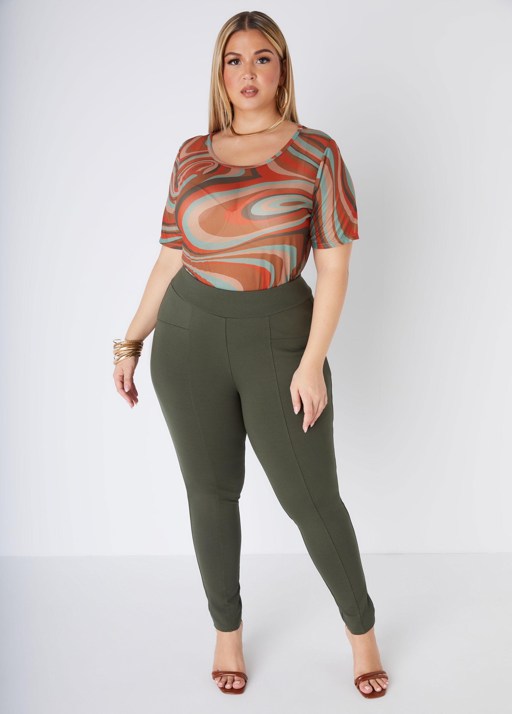 Plus Size Wavy Print Mesh Bodysuit Ashley Stewart Product Image