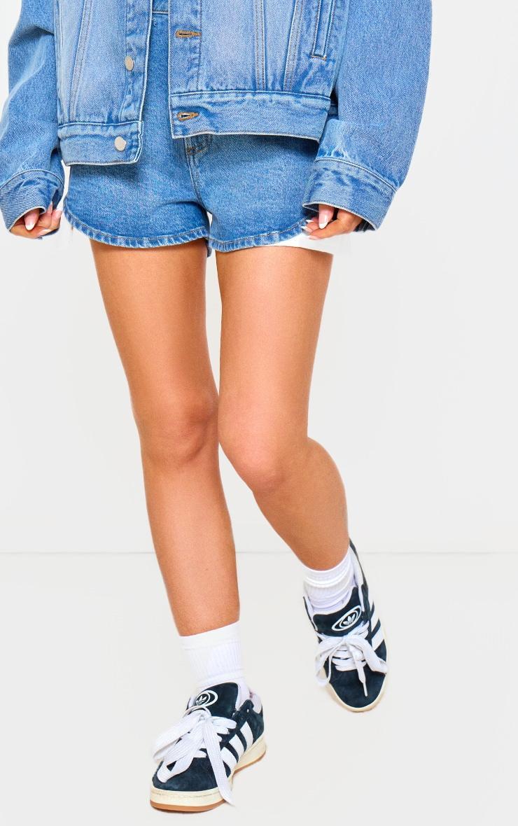 Light Blue Exposed Pocket Denim Shorts Product Image