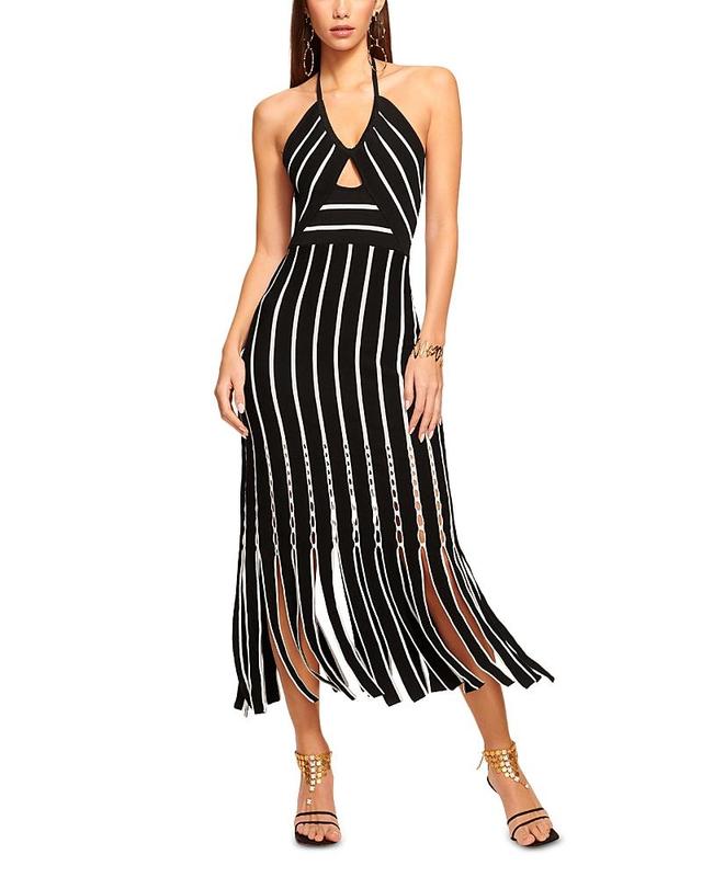 Ramy Brook Frida Fringe Midi Halter Dress Product Image