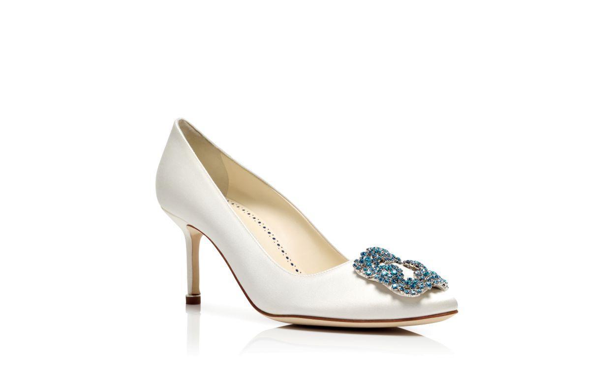 HANGISI BRIDE 70 White Satin Jewel Buckle Pumps Product Image