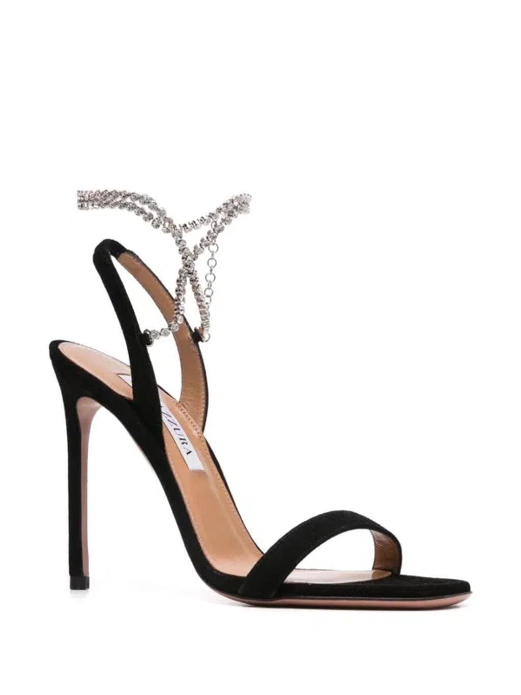 AQUAZZURA 115mm Sue Sandals In Black Product Image