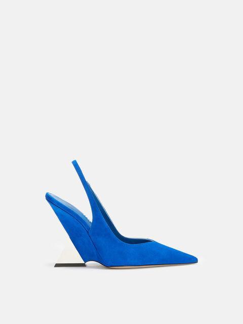 ''Cheope'' electric blue and silver slingback Product Image