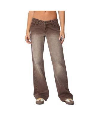 Edikted Womens Alysse Low Rise Washed Jeans Product Image