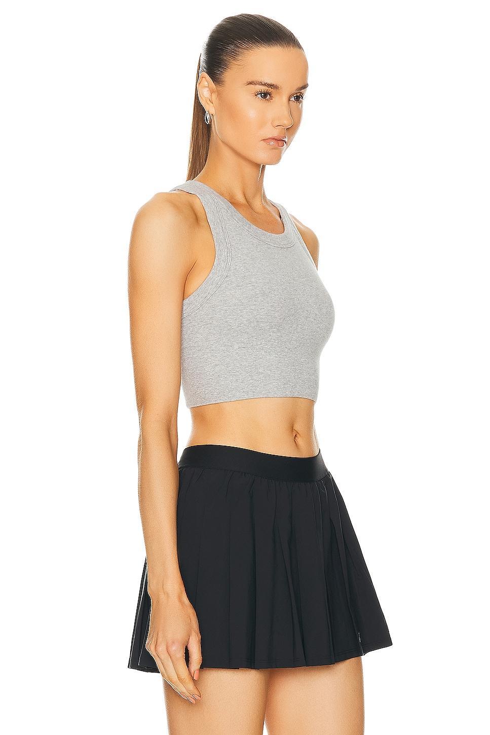 alo Seamless Delight High Neck Bra Grey. (also in L, S, XS). Product Image