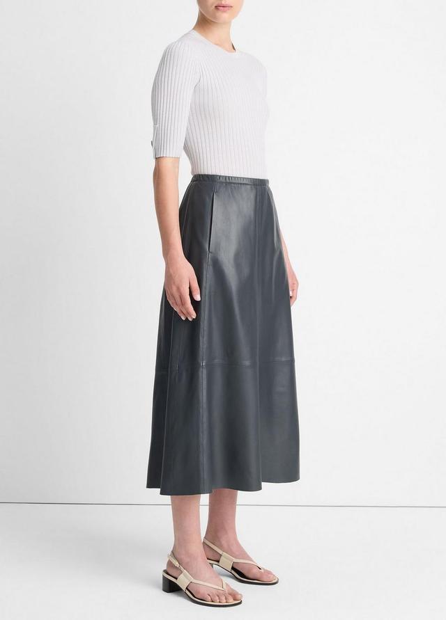 Gathered Leather Mid-Rise Skirt Product Image