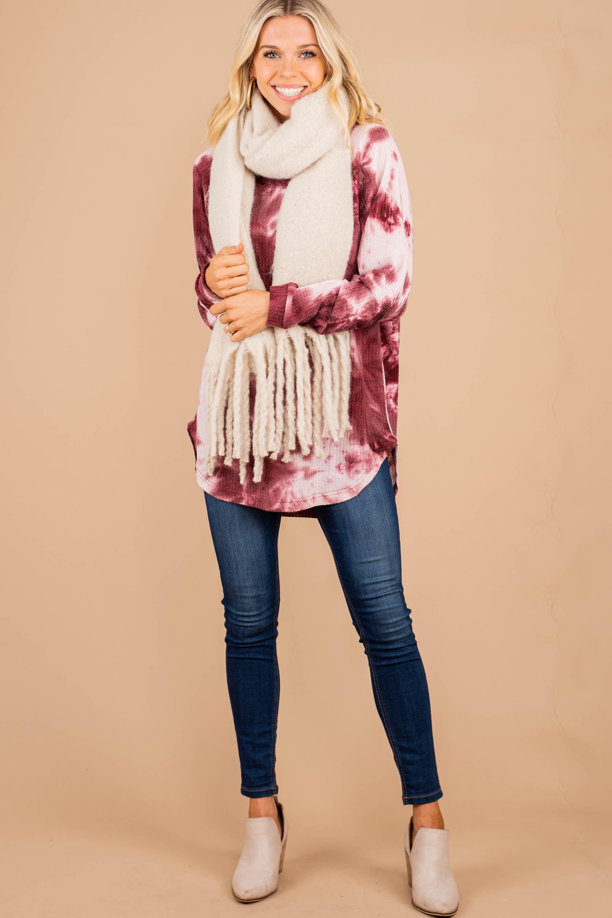 Easy Like Sunday Wine Red Tie Dye Tunic Female Product Image