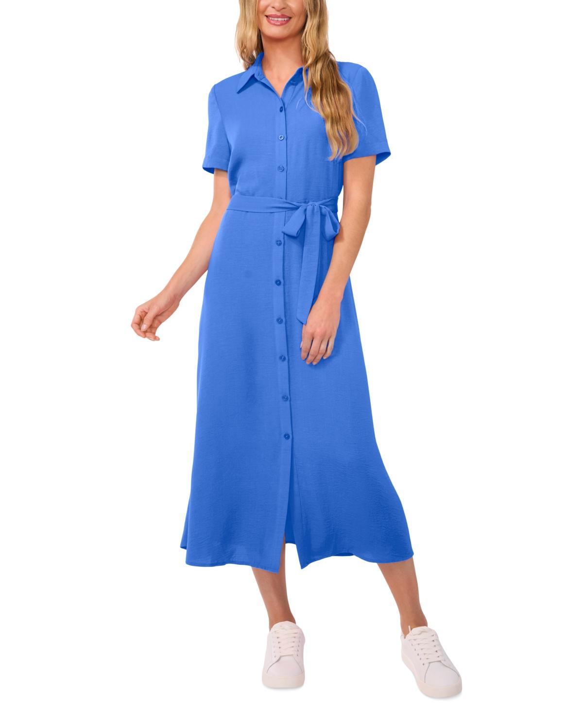 CeCe Womens Short-Sleeve Belted Midi Shirtdress Product Image