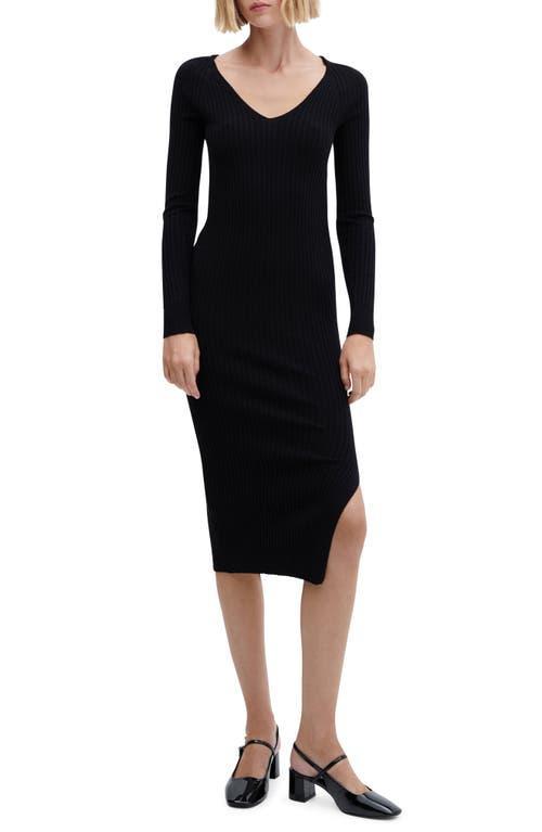 MANGO Long Sleeve Rib Sweater Dress Product Image