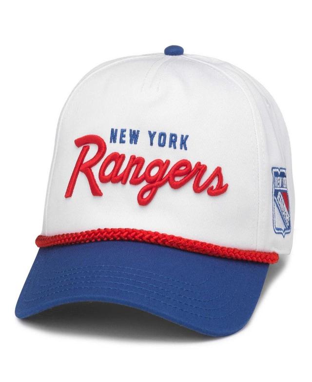 American Needle Mens White/Blue New York Rangers Roscoe Washed Twill Adjustable Hat Product Image