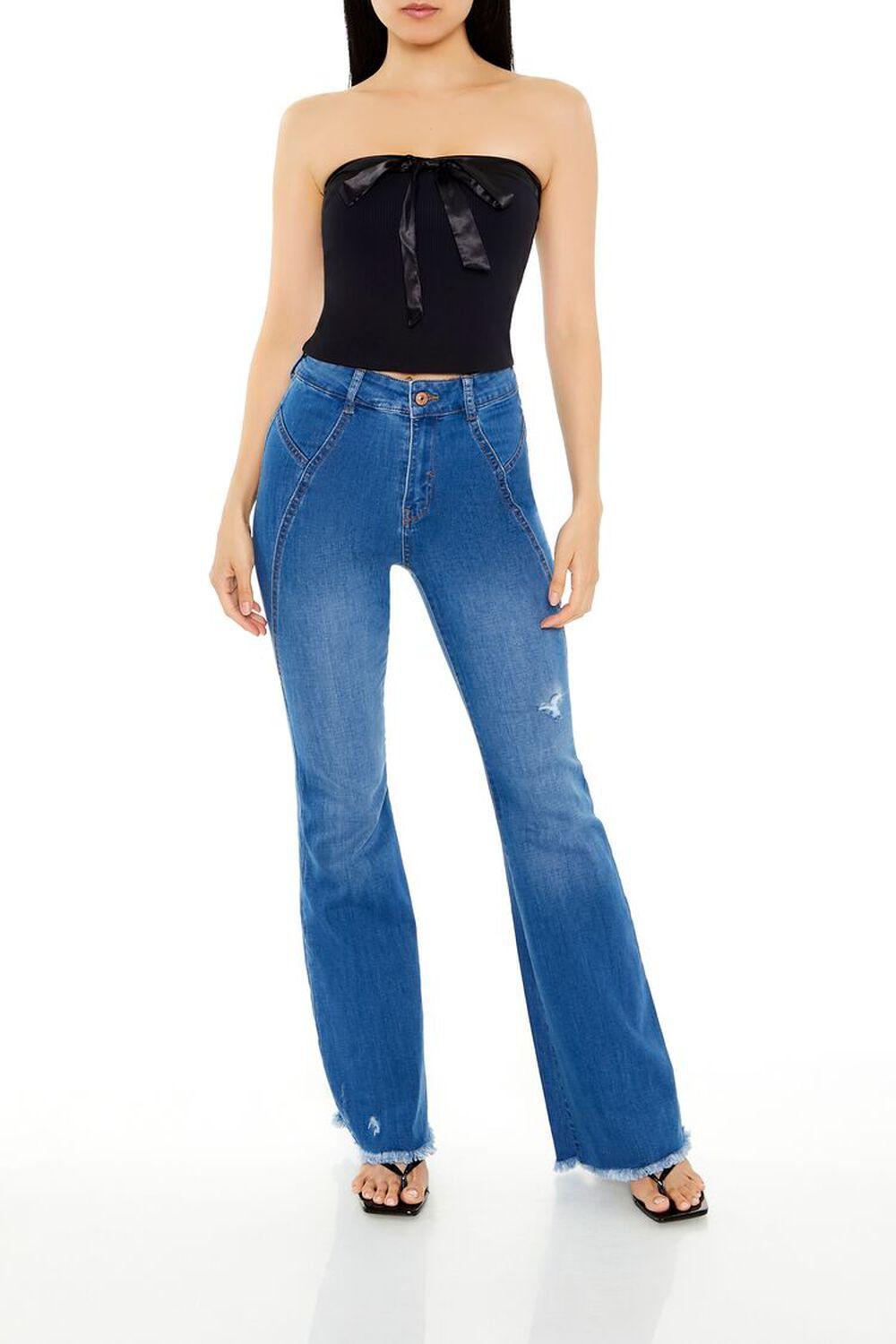 Frayed High-Rise Flare Jeans | Forever 21 Product Image